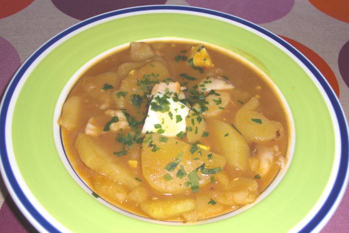 Patatas con vieiras