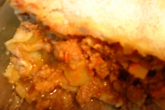 Lasaña de carne picada y calabacín