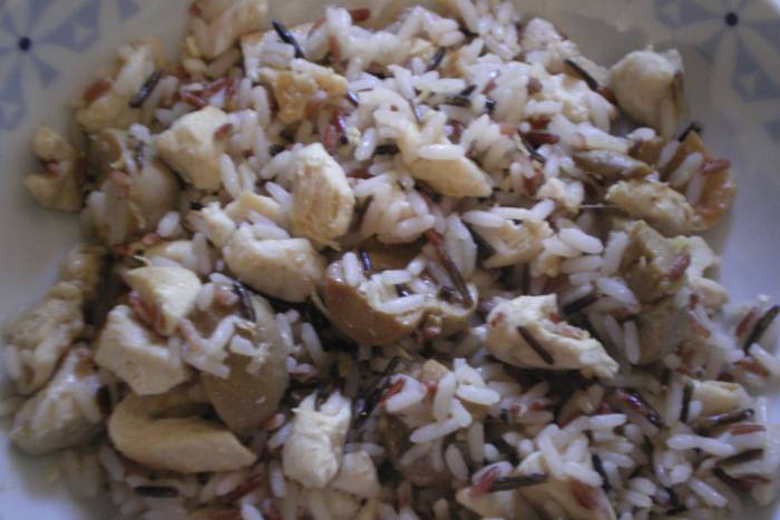 Mezcla de arroces con pollo y jengibre