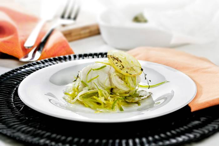 Rape con verduras