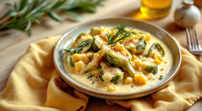 Alcachofas con salsa de queso