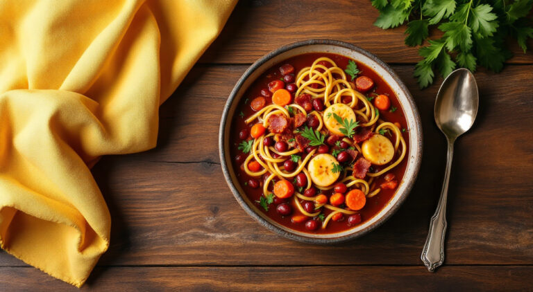 Sopa de porotos colorados con fideos