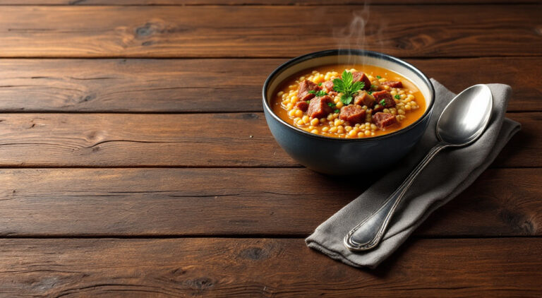 Sopa de sémola con carne picada