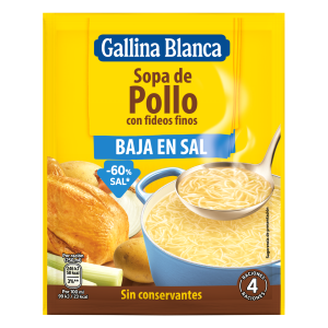Sopa de Pollo con fideos finos Baja en Sal